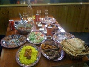 A spread at Salateen Kebabs