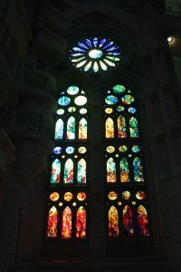 Stained glass windows in Sagrada Familia