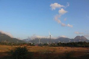 Wind farms see from the railway line near Kanyakumari