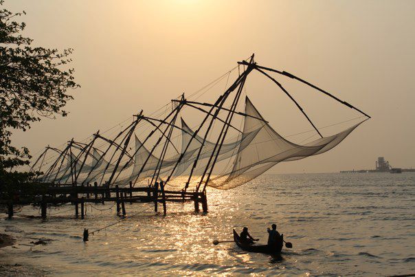 Sunset over the Chinese Fishing Nets in Kochi