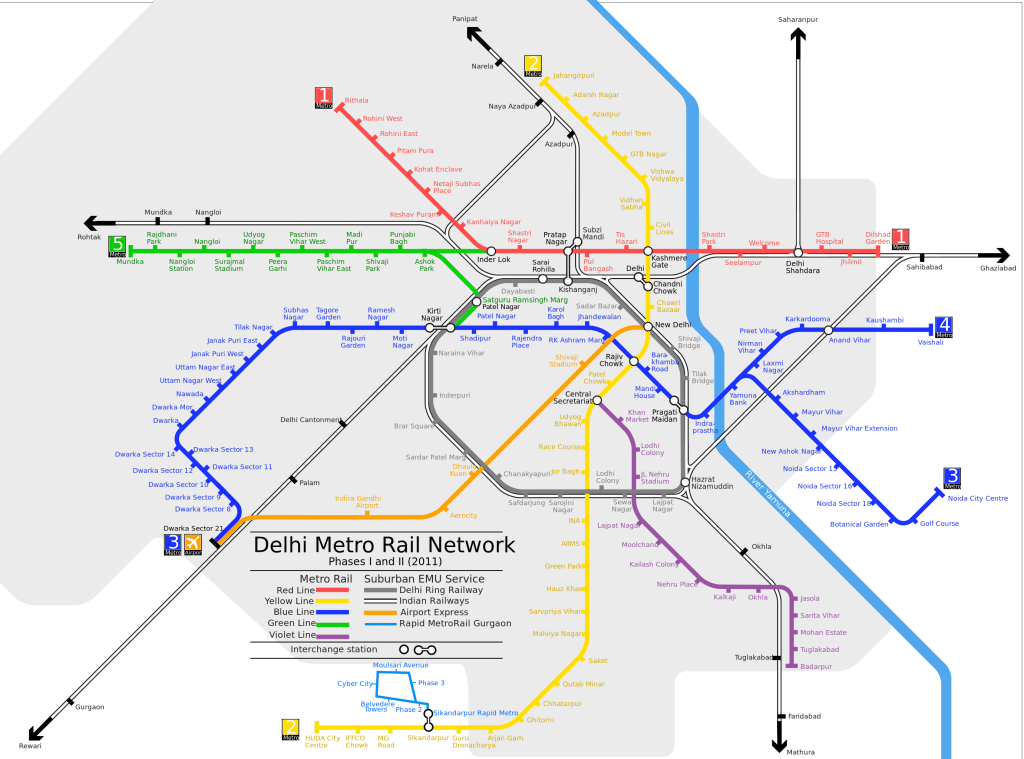 Delhi, like Lahore, had a unique opportunity to build its metro rail network from scratch. This is a map of the city's integrated metro system. (Image: Wikipedia)