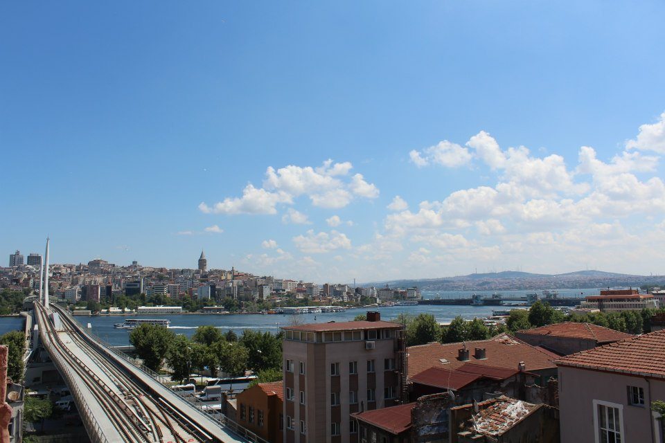 Looking across the new Haliç Bridge from near Sulemaniye Mosque towards Beyoglu, Istanbul