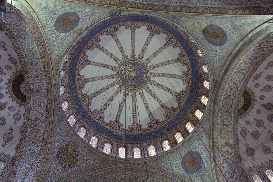 The domed ceiling of Sultan Ahmet Mosque (Blue Mosque)