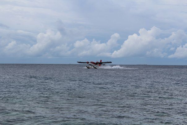 Seaplane takes off from Fesdu Island, Maldives