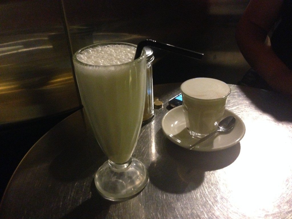 Vanilla milkshake and a chai latte at Maisy's 24 Cafe