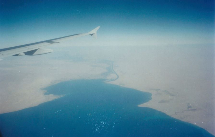 Flying over the Red Sea and the Suez Canal