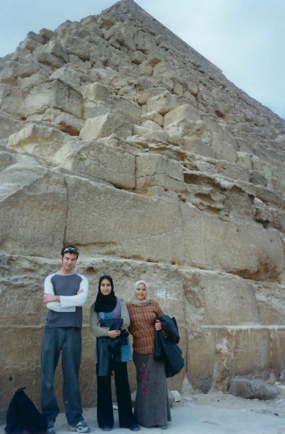 At the Pyramids of Giza. These tarts wanted payment for jumping into the photo next to me.