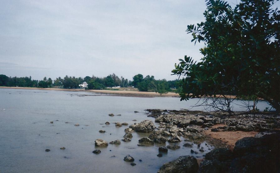 Near the beach and tombolo at Masjid Tanah