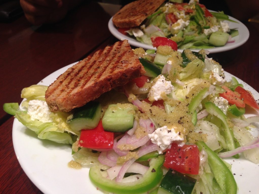 Butlers' Greek Salad and Garlic Bread