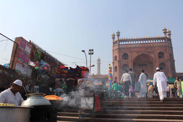 Jama Masjid and the streets of Delhi, India, where Urdu was developed