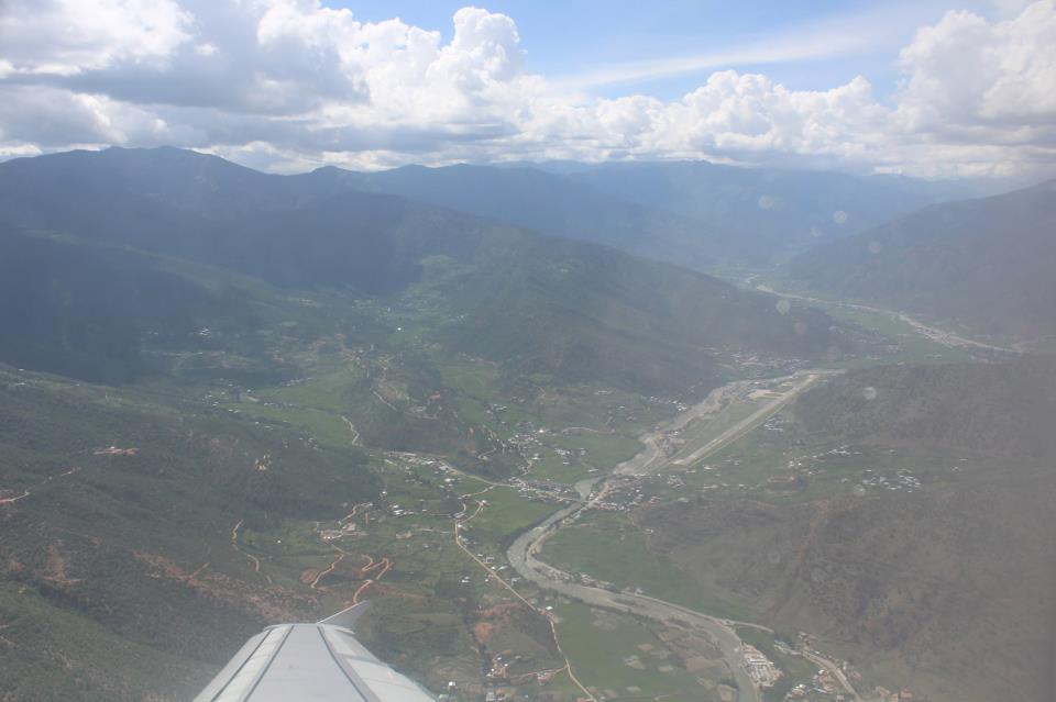 Looking back towards Paro airport after take off