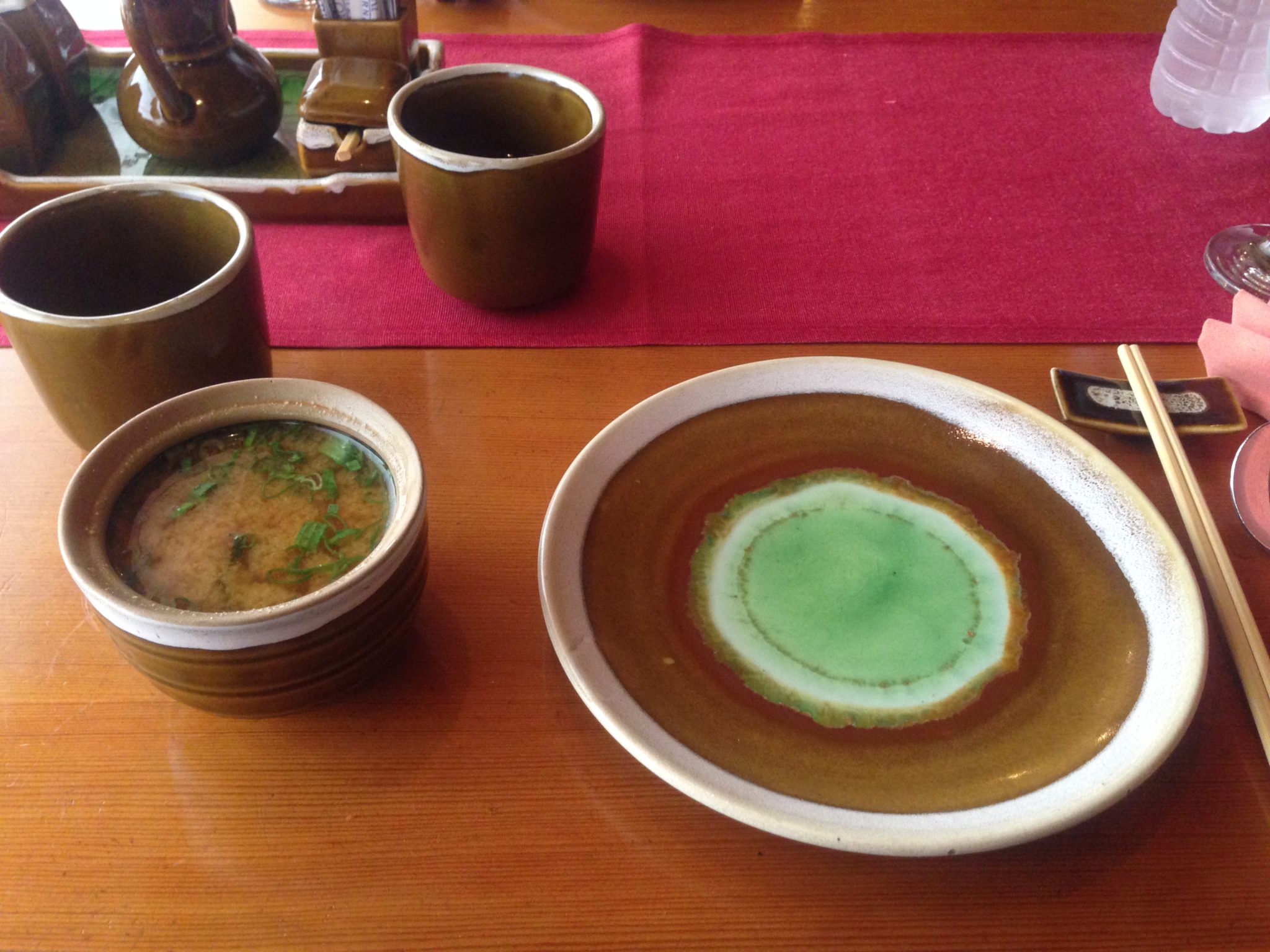 Miso soup at setting at Fujiyama