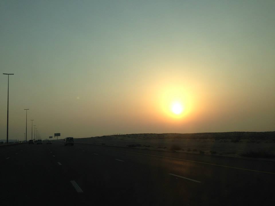 On the road to Abu Dhabi near Jebel Ali