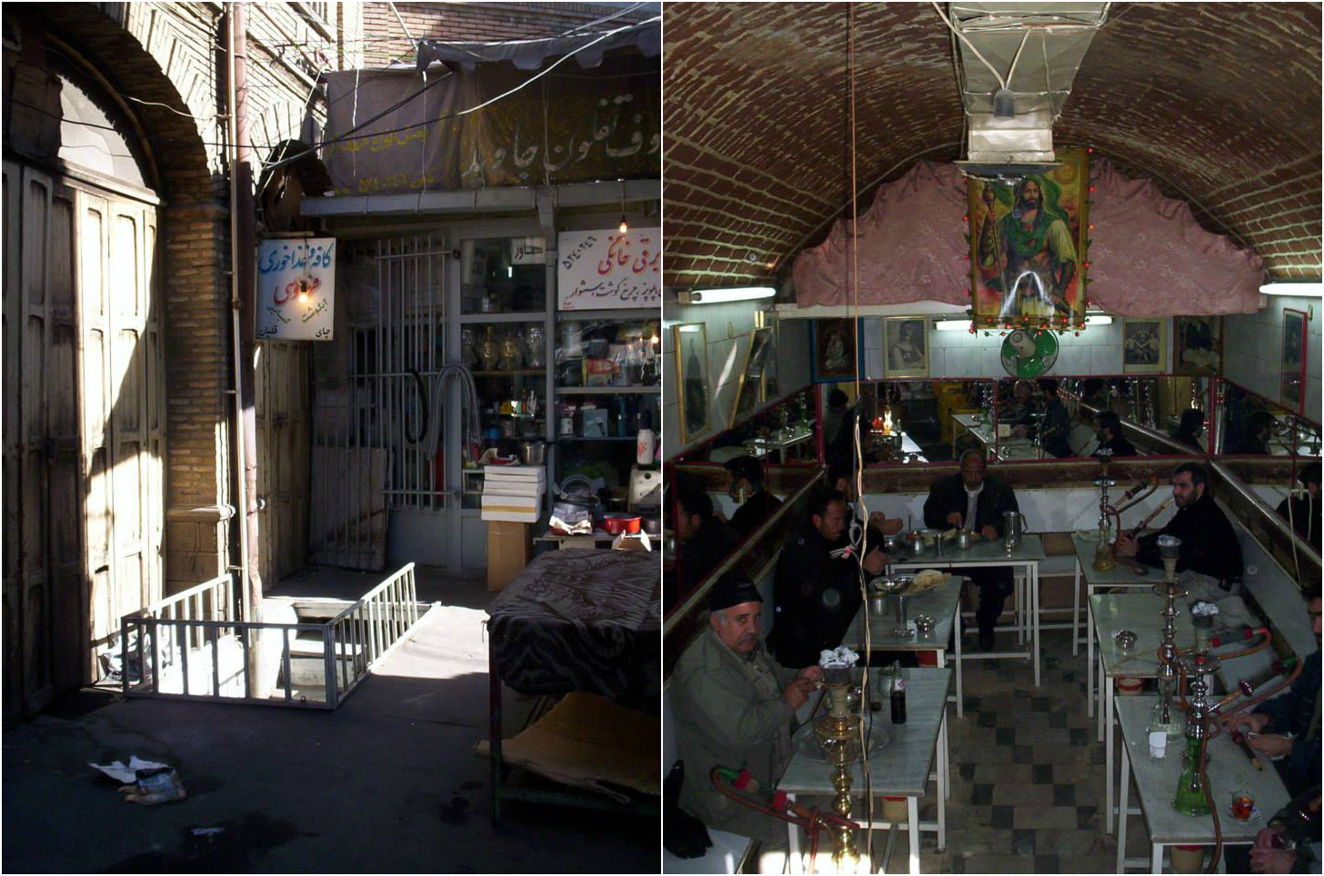 Tabriz chaikhanna (tea house) - that was the entrance down those steps in the bazaar floor!