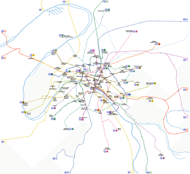 Paris Metro Map. Note how the lines intersect and overlap, creating multiple possibilities to commute, rather than converging on one "Central Station" (Image: Metropolitan)