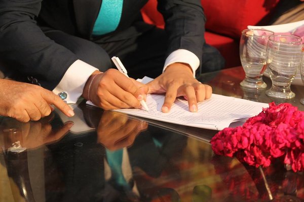 Signing of the nikkah (Islamic marriage contract)