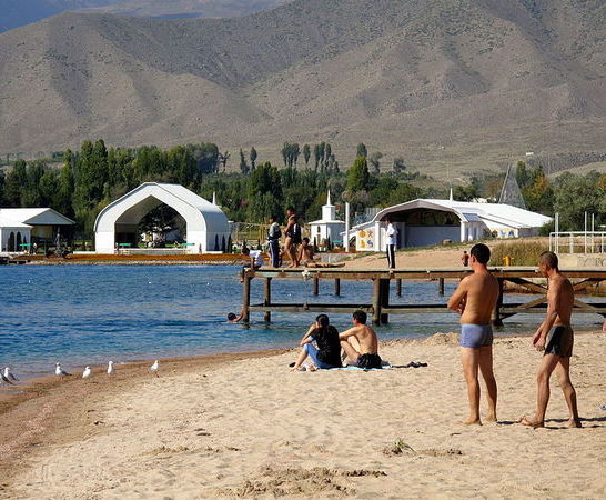 Going to the beach in Kyrgyzstan at Issyk-Kul