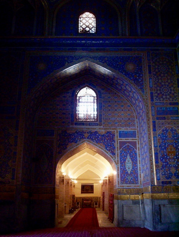 Inside one of the madrassas at the Registan